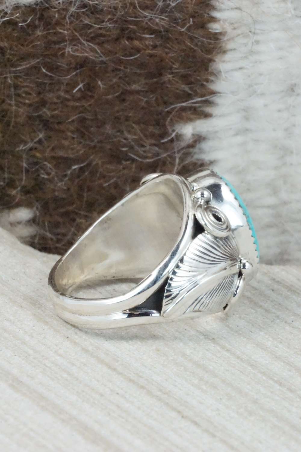 Turquoise & Sterling Silver Ring - Darrell Morgan - Size 10.75