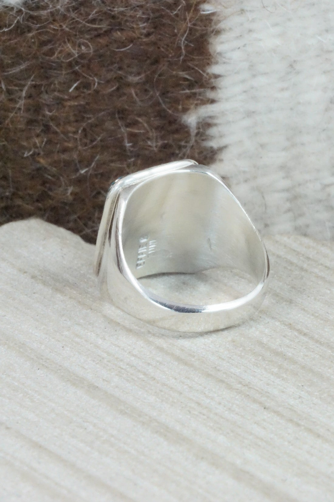 Turquoise & Sterling Silver Ring - Joy Calavaza - Size 10.5