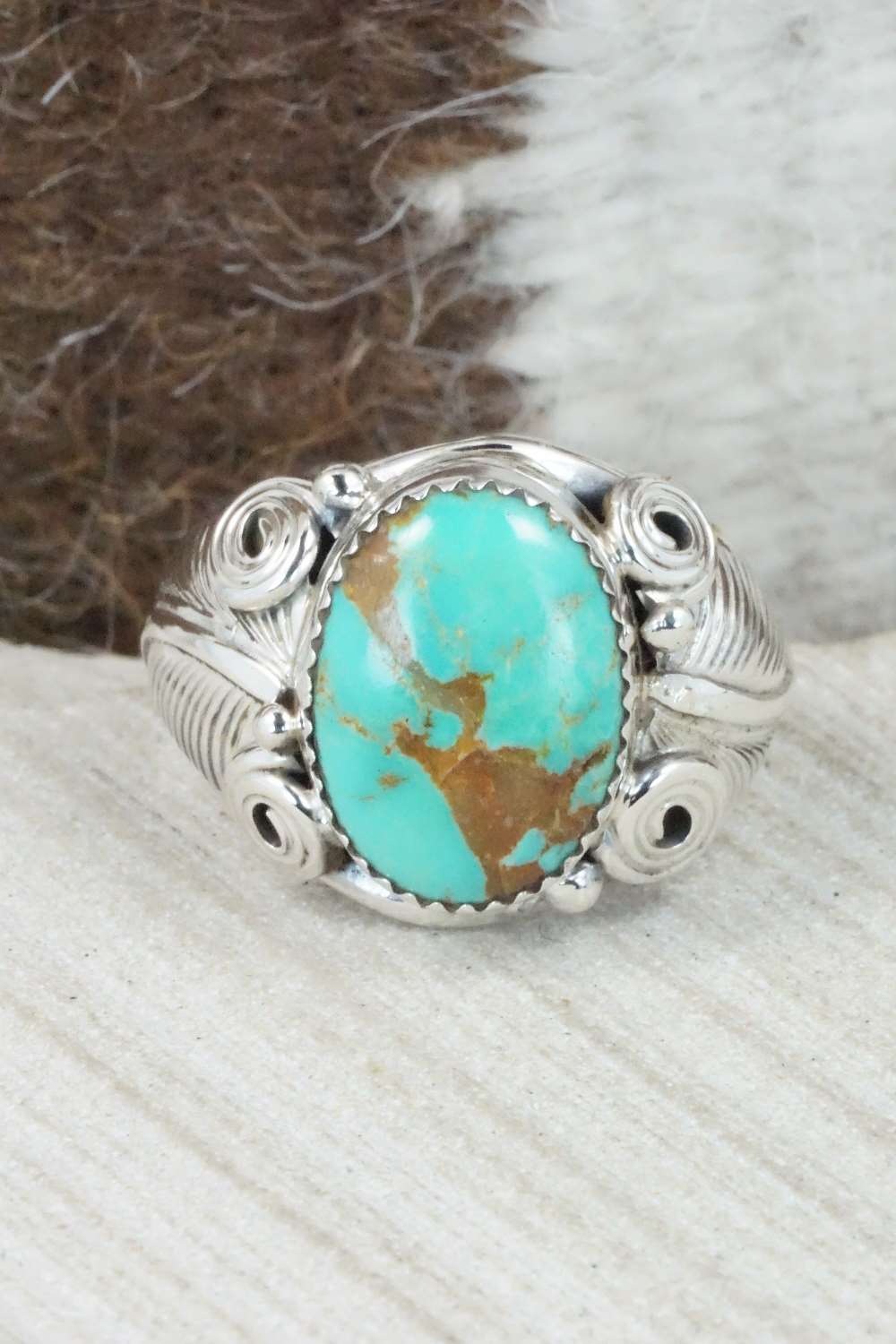 Turquoise & Sterling Silver Ring - Darrell Morgan - Size 12