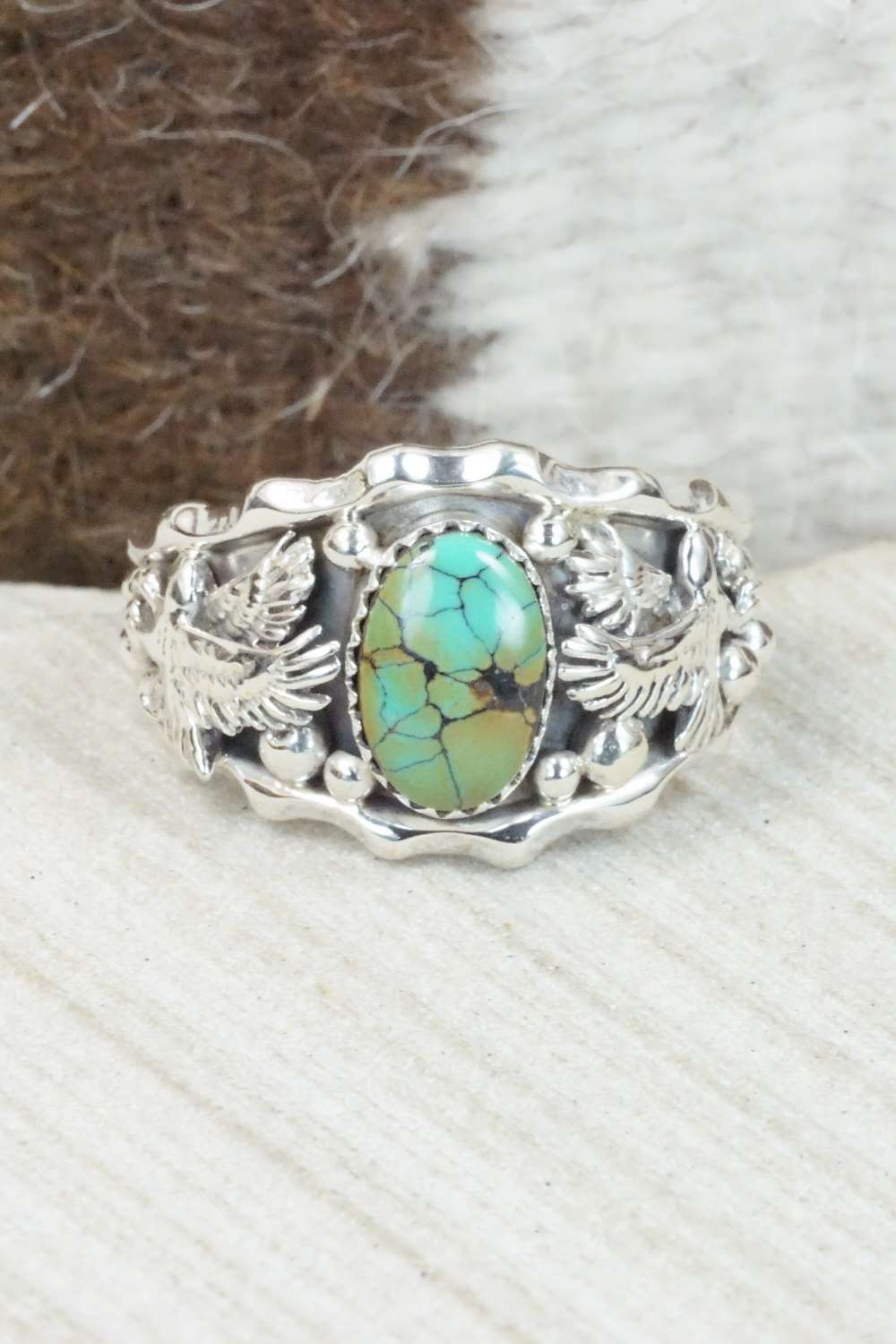 Turquoise & Sterling Silver Ring - Genevieve Francisco - Size 14
