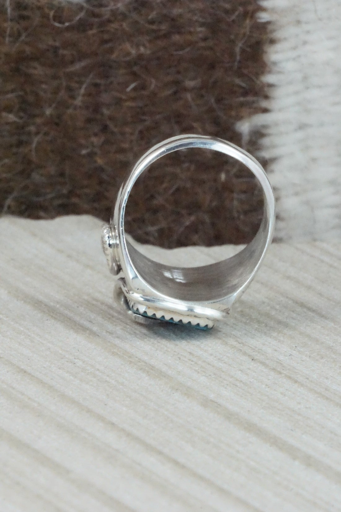 Turquoise & Sterling Silver Ring - Joy Calavaza - Size 10.5