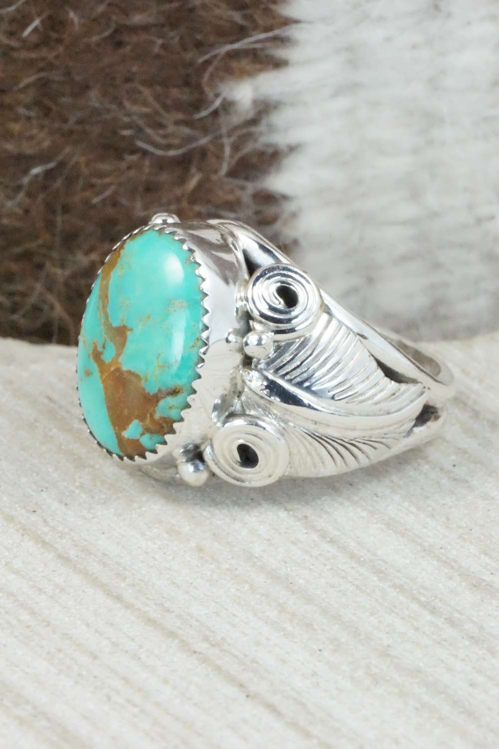 Turquoise & Sterling Silver Ring - Darrell Morgan - Size 12