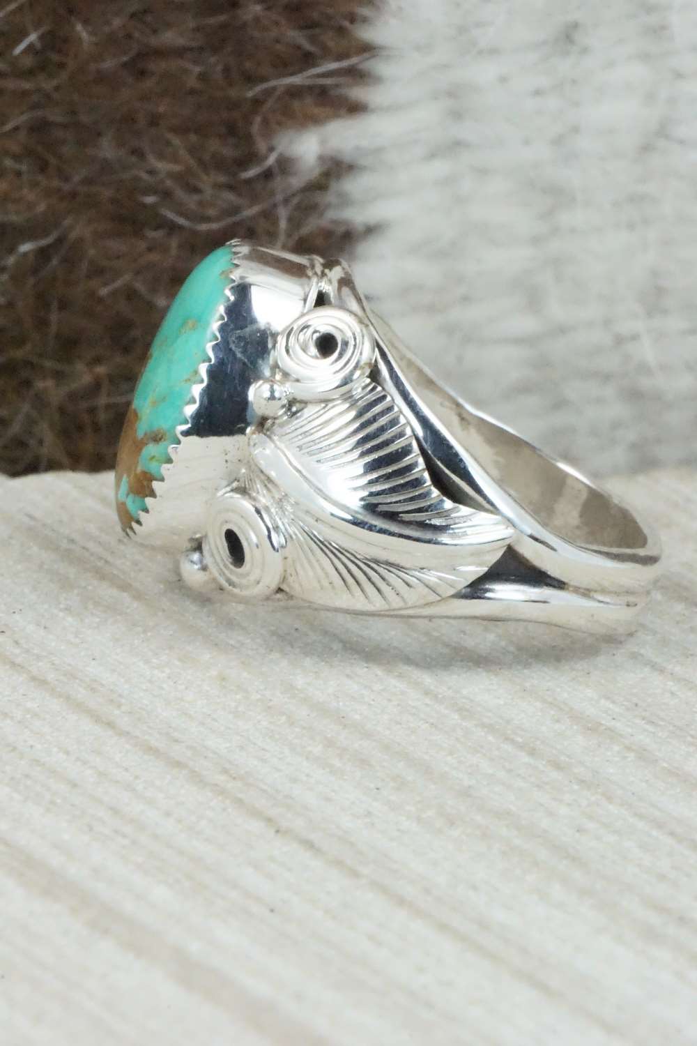 Turquoise & Sterling Silver Ring - Darrell Morgan - Size 12