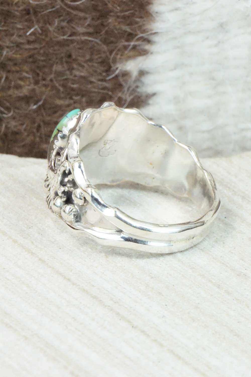 Turquoise & Sterling Silver Ring - Genevieve Francisco - Size 14