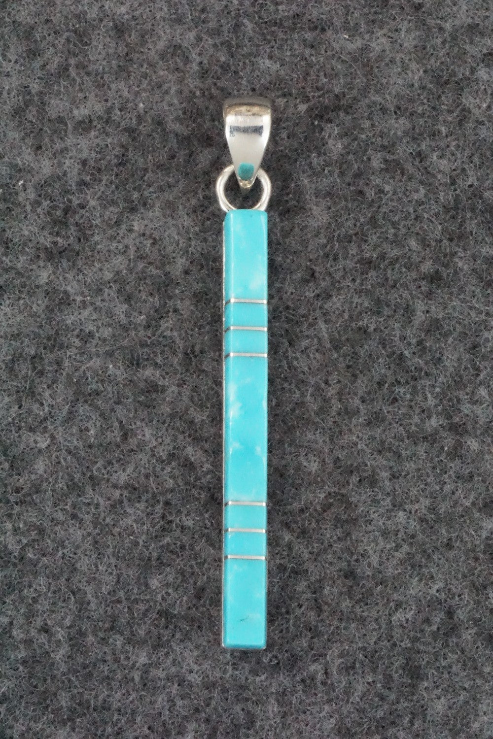 Turquoise & Sterling Silver Inlay Pendant - MaDerral Kallestewa