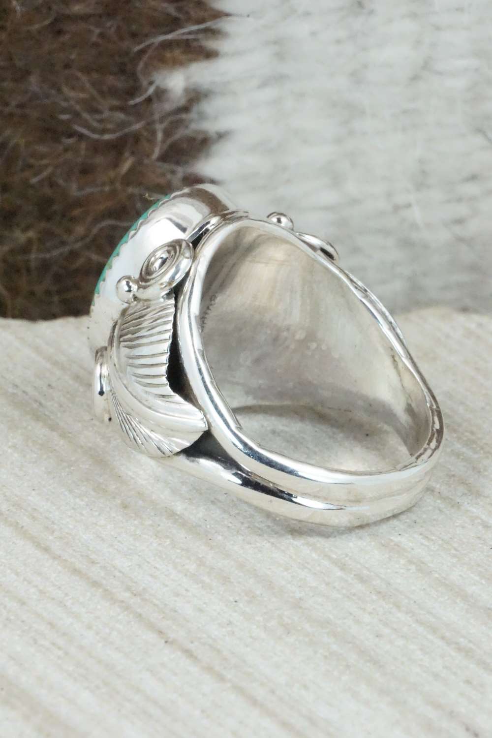 Turquoise & Sterling Silver Ring - Darrell Morgan - Size 12