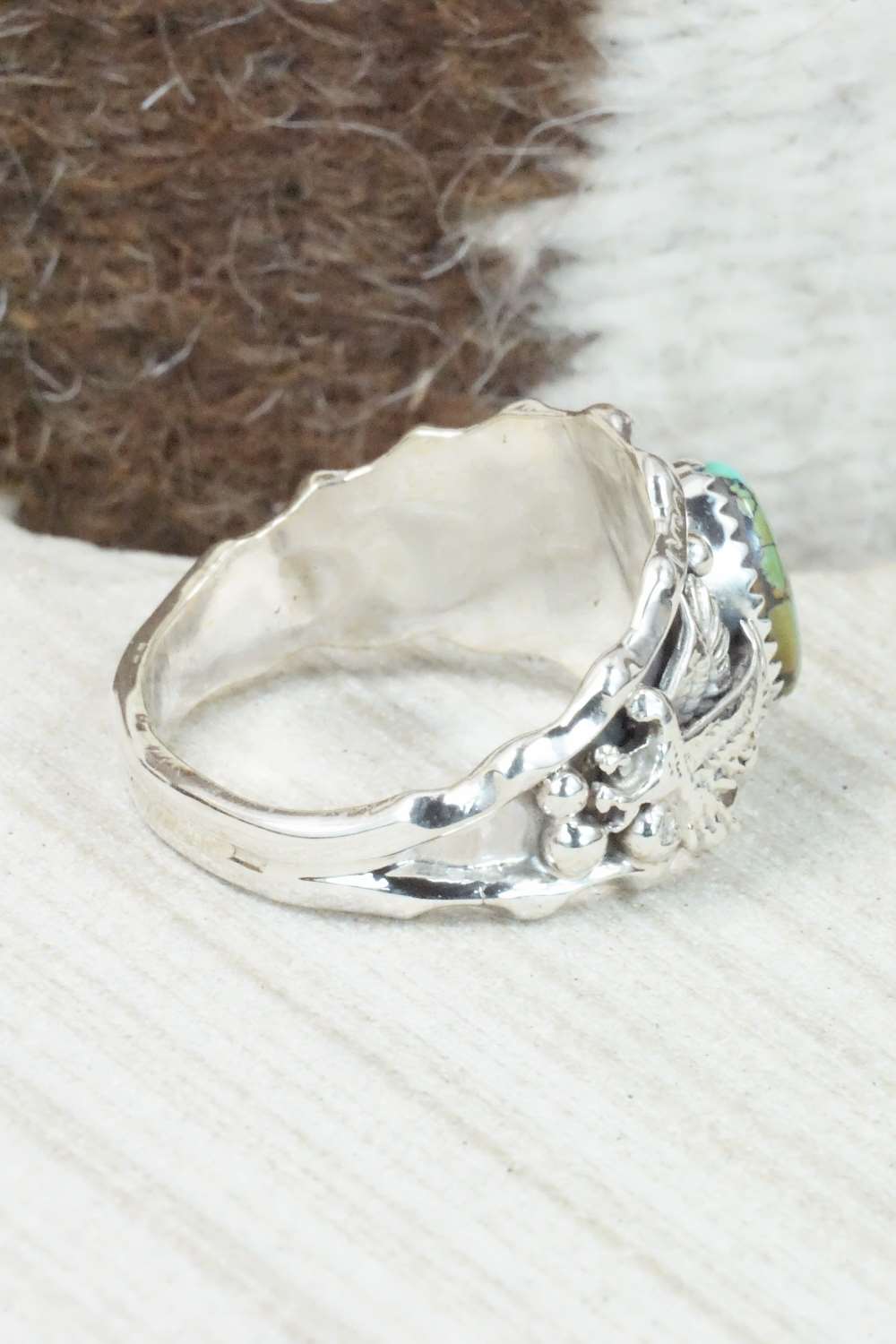Turquoise & Sterling Silver Ring - Genevieve Francisco - Size 14
