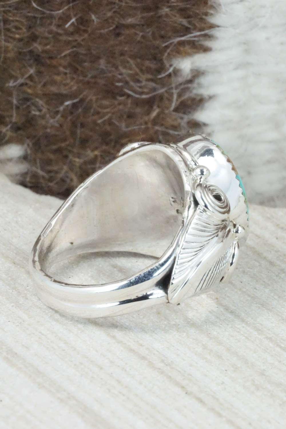 Turquoise & Sterling Silver Ring - Darrell Morgan - Size 12