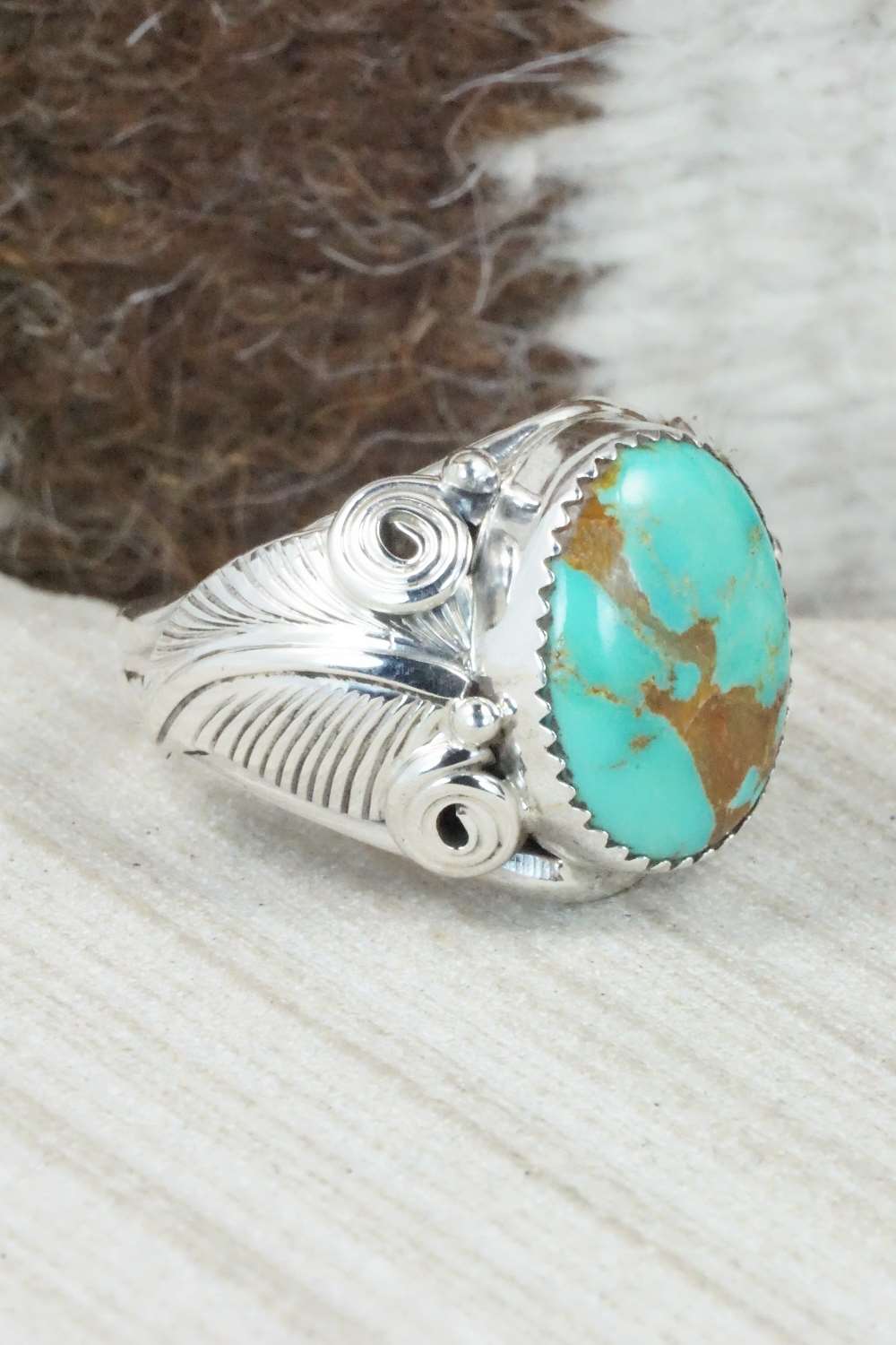 Turquoise & Sterling Silver Ring - Darrell Morgan - Size 12