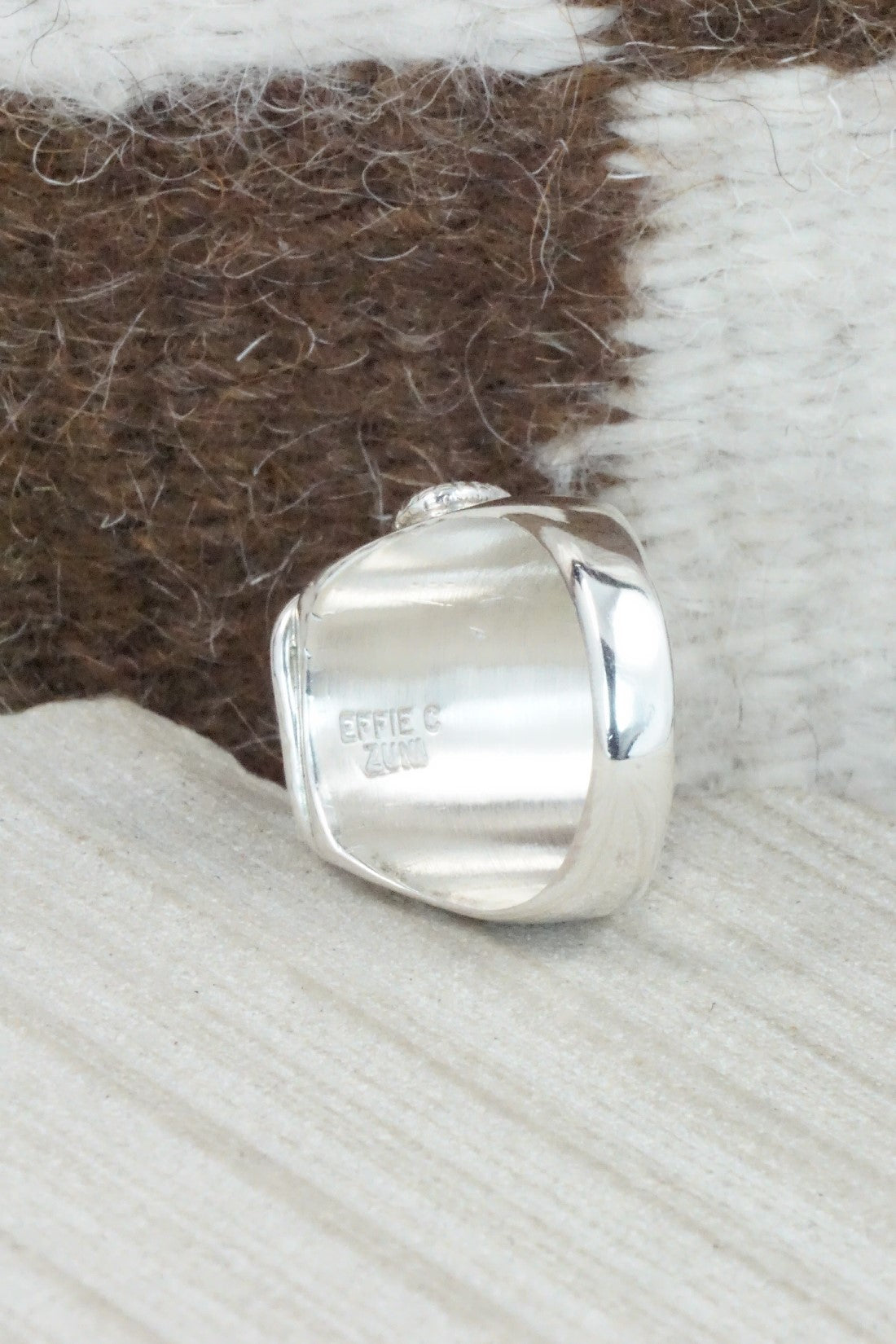 Turquoise, Coral & Sterling Silver Ring - Joy Calavaza - Size 10