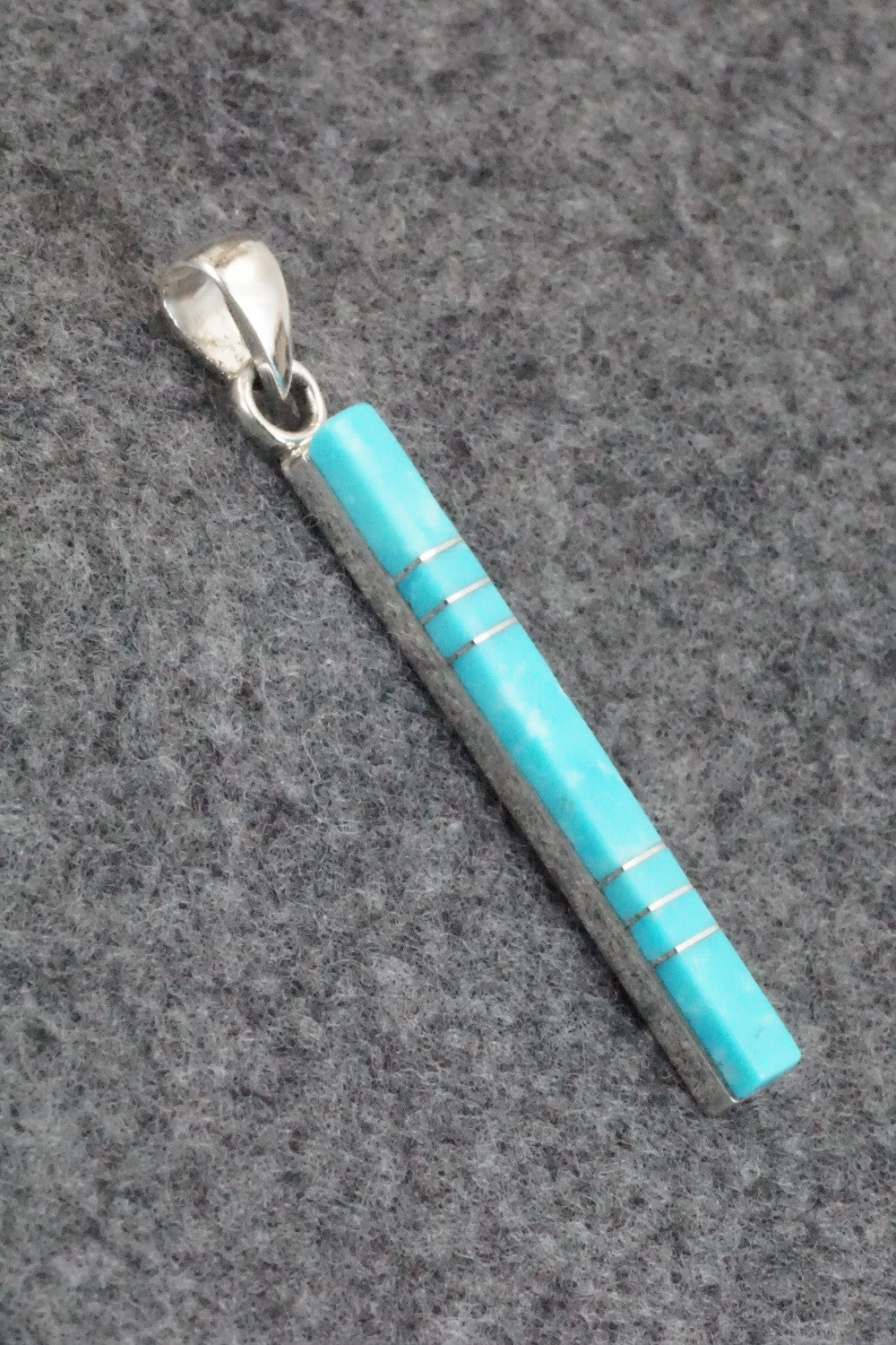 Turquoise & Sterling Silver Inlay Pendant - MaDerral Kallestewa