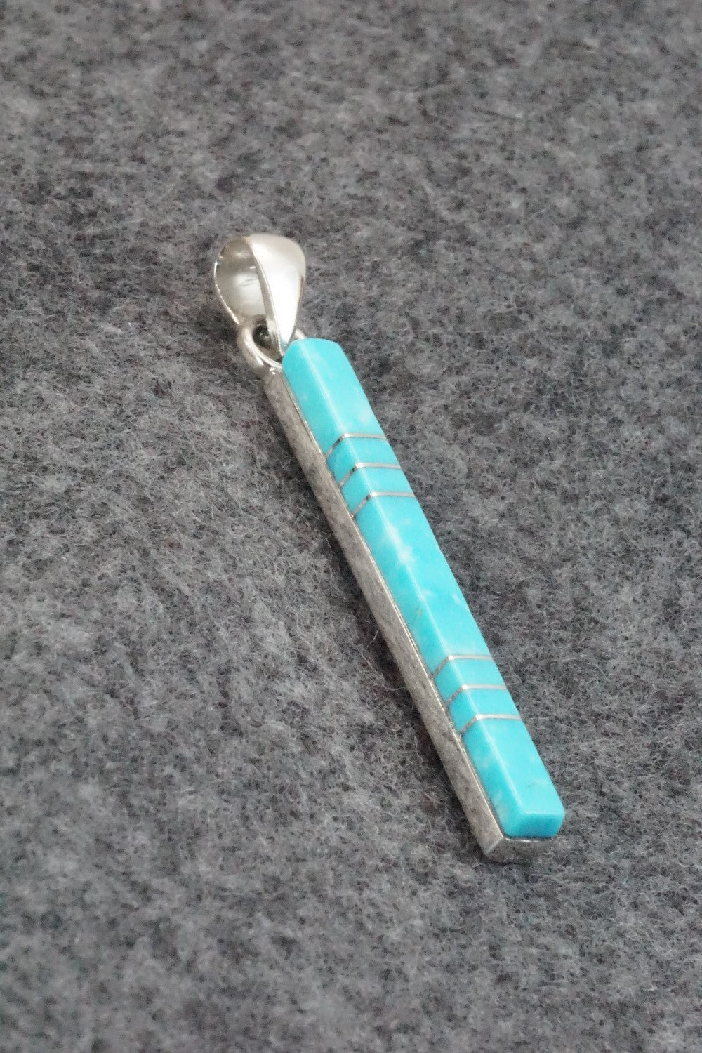 Turquoise & Sterling Silver Inlay Pendant - MaDerral Kallestewa