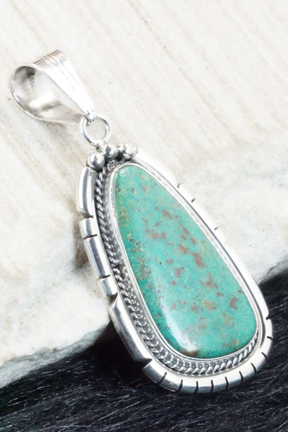 Turquoise & Sterling Silver Pendant - Samuel Yellowhair