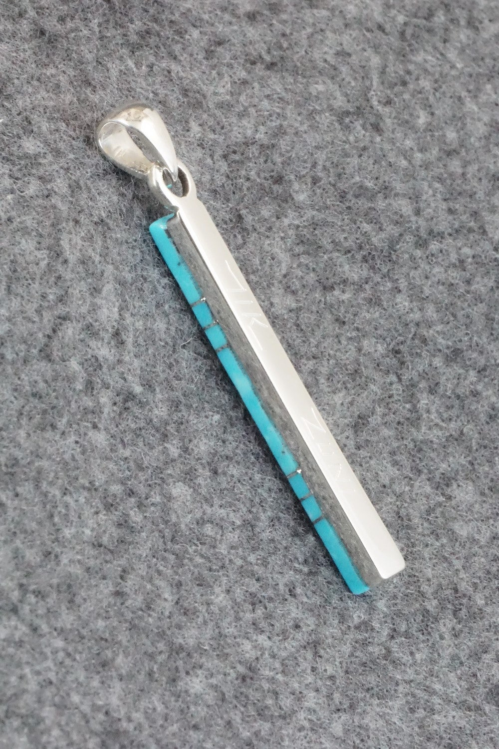 Turquoise & Sterling Silver Inlay Pendant - MaDerral Kallestewa