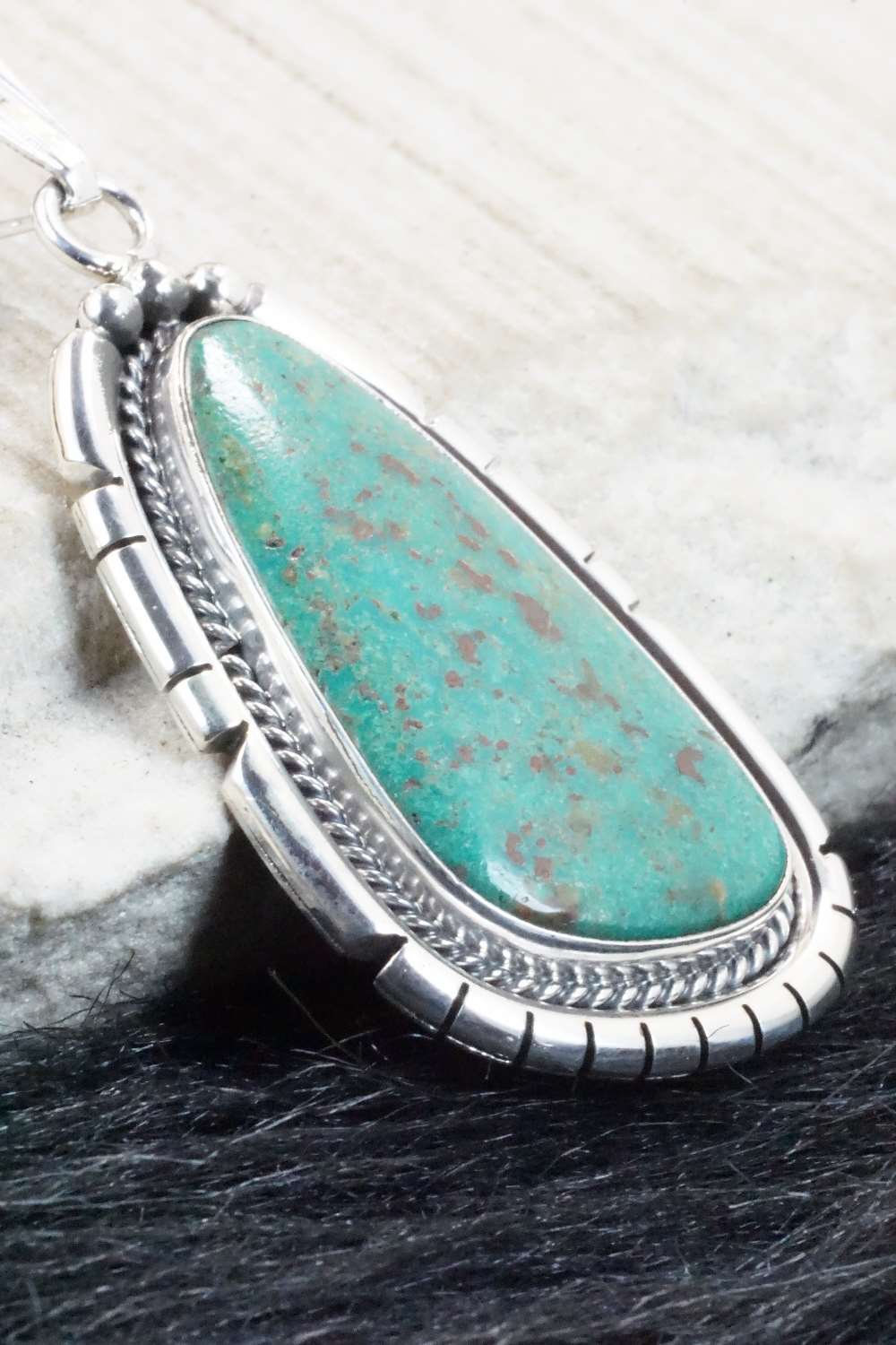 Turquoise & Sterling Silver Pendant - Samuel Yellowhair