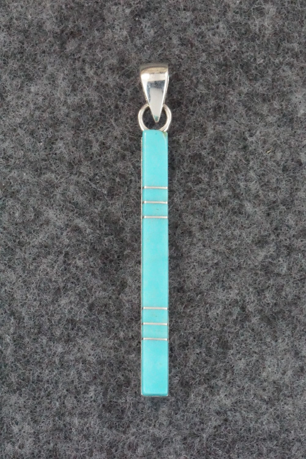 Turquoise & Sterling Silver Inlay Pendant - MaDerral Kallestewa