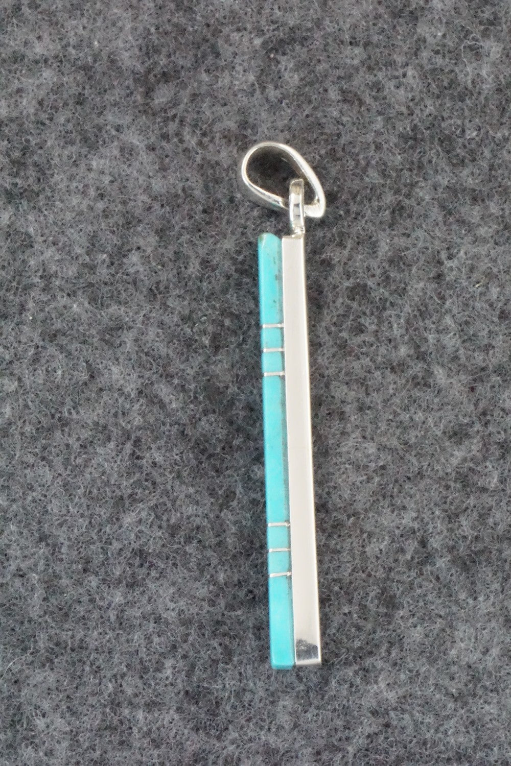 Turquoise & Sterling Silver Inlay Pendant - MaDerral Kallestewa
