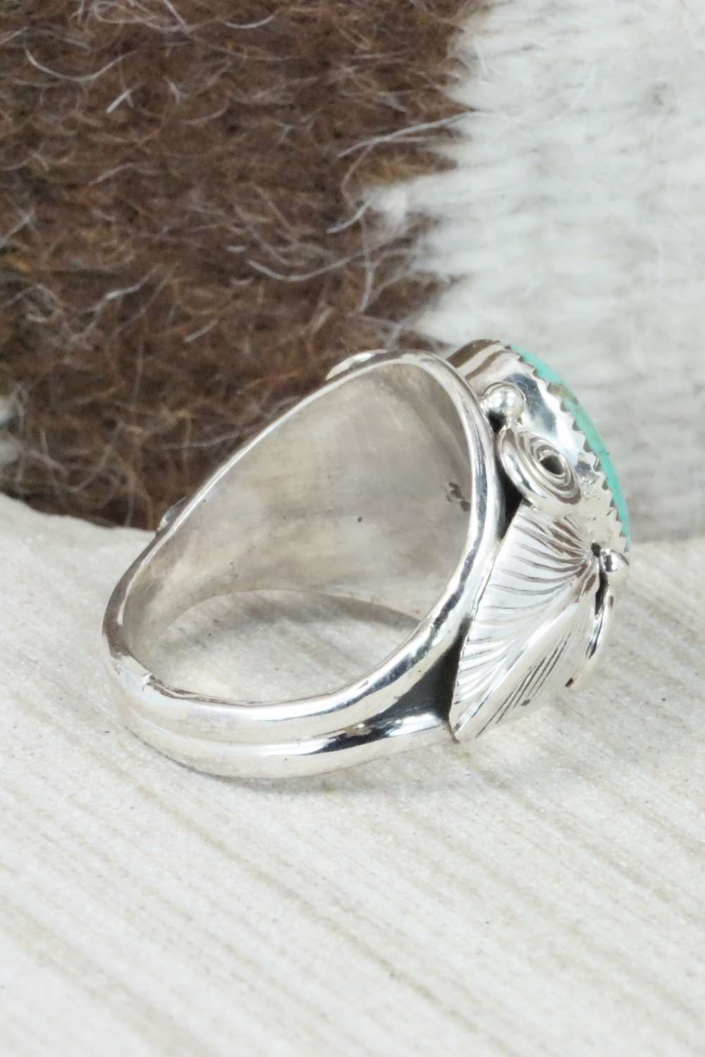 Turquoise & Sterling Silver Ring - Darrell Morgan - Size 12.5