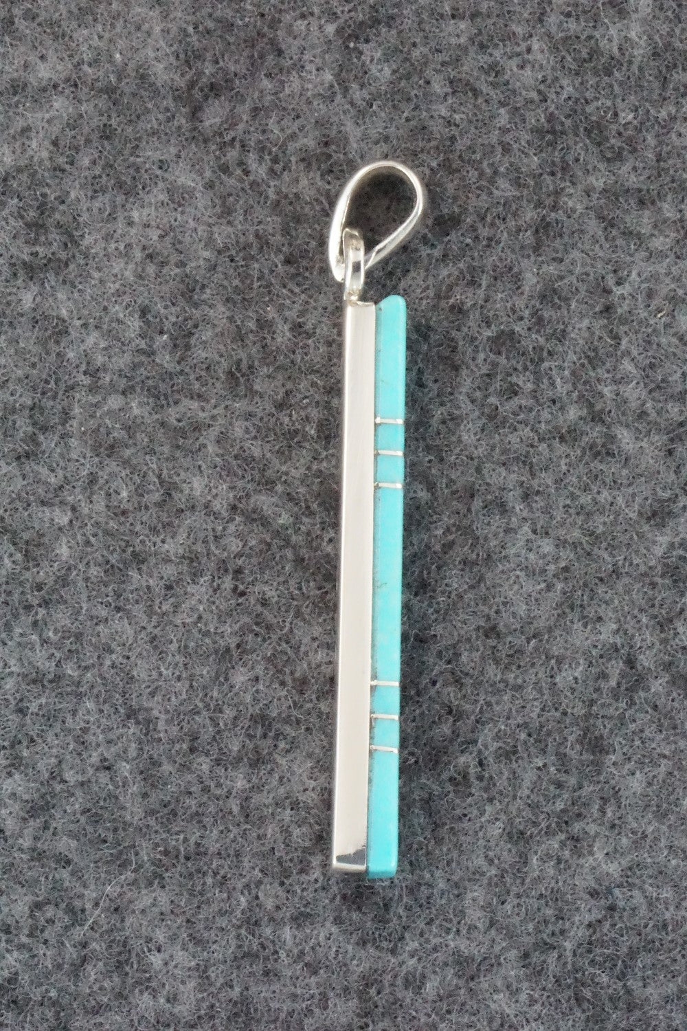 Turquoise & Sterling Silver Inlay Pendant - MaDerral Kallestewa