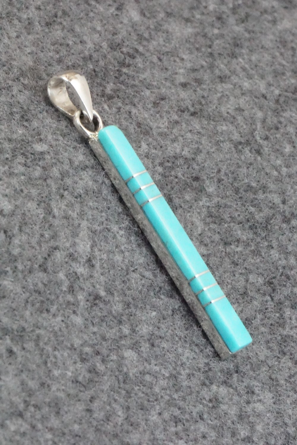 Turquoise & Sterling Silver Inlay Pendant - MaDerral Kallestewa