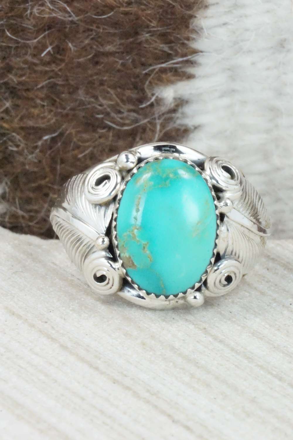 Turquoise & Sterling Silver Ring - Darrell Morgan - Size 14