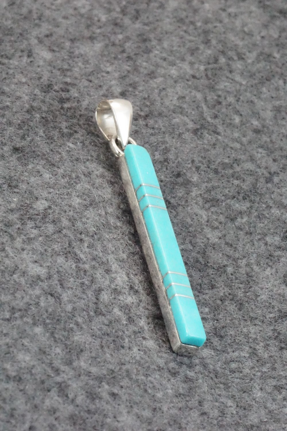 Turquoise & Sterling Silver Inlay Pendant - MaDerral Kallestewa