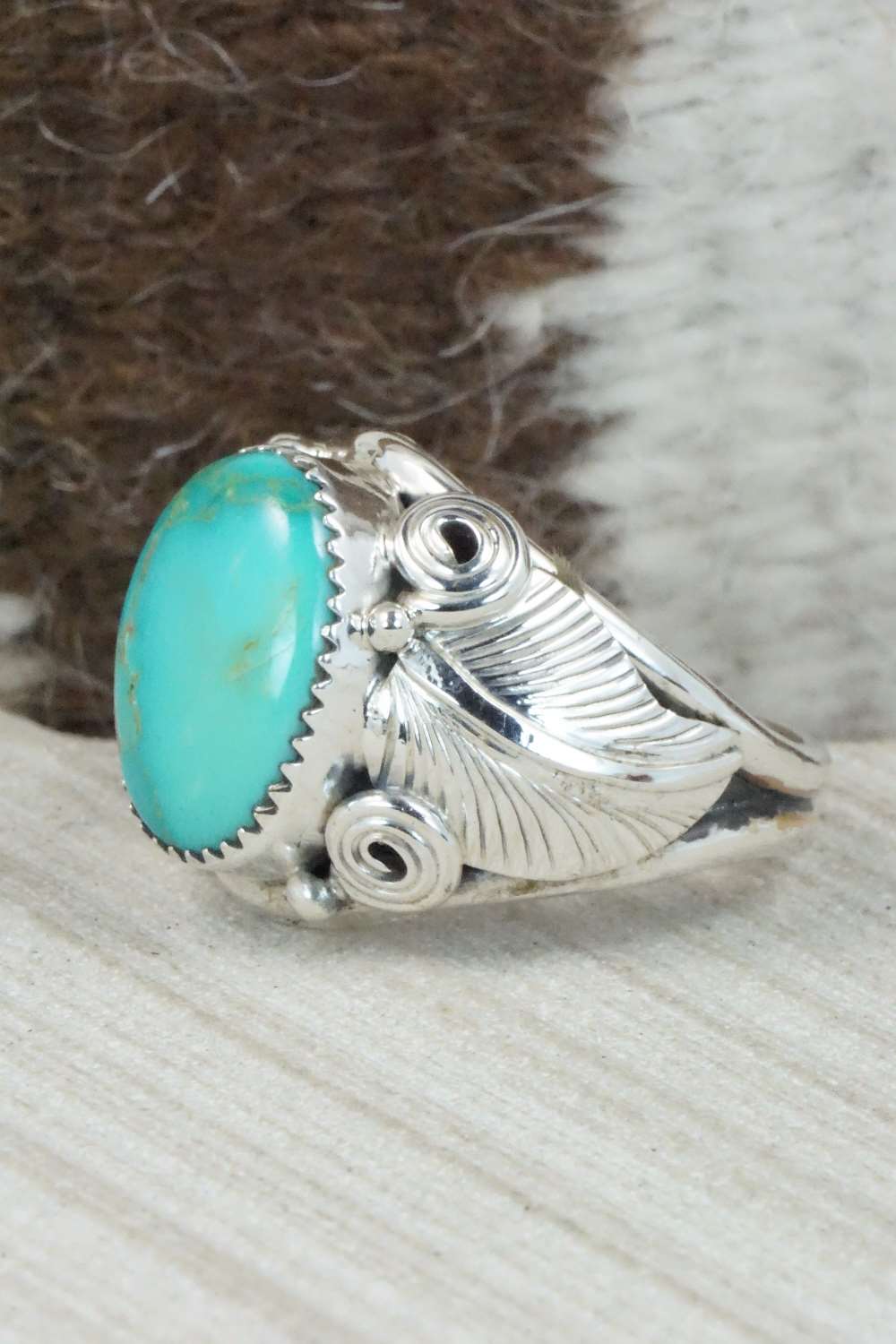 Turquoise & Sterling Silver Ring - Darrell Morgan - Size 14