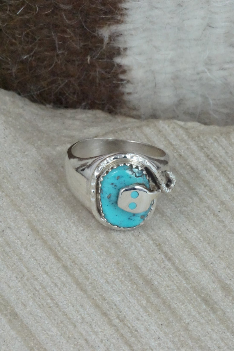 Turquoise & Sterling Silver Ring - Joy Calavaza - Size 8