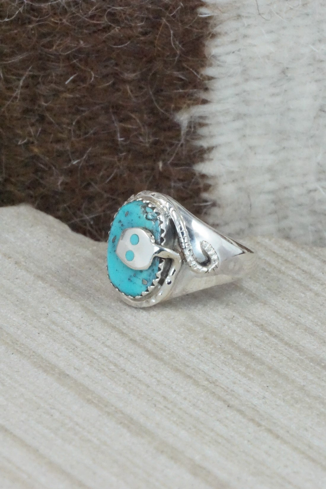 Turquoise & Sterling Silver Ring - Joy Calavaza - Size 8