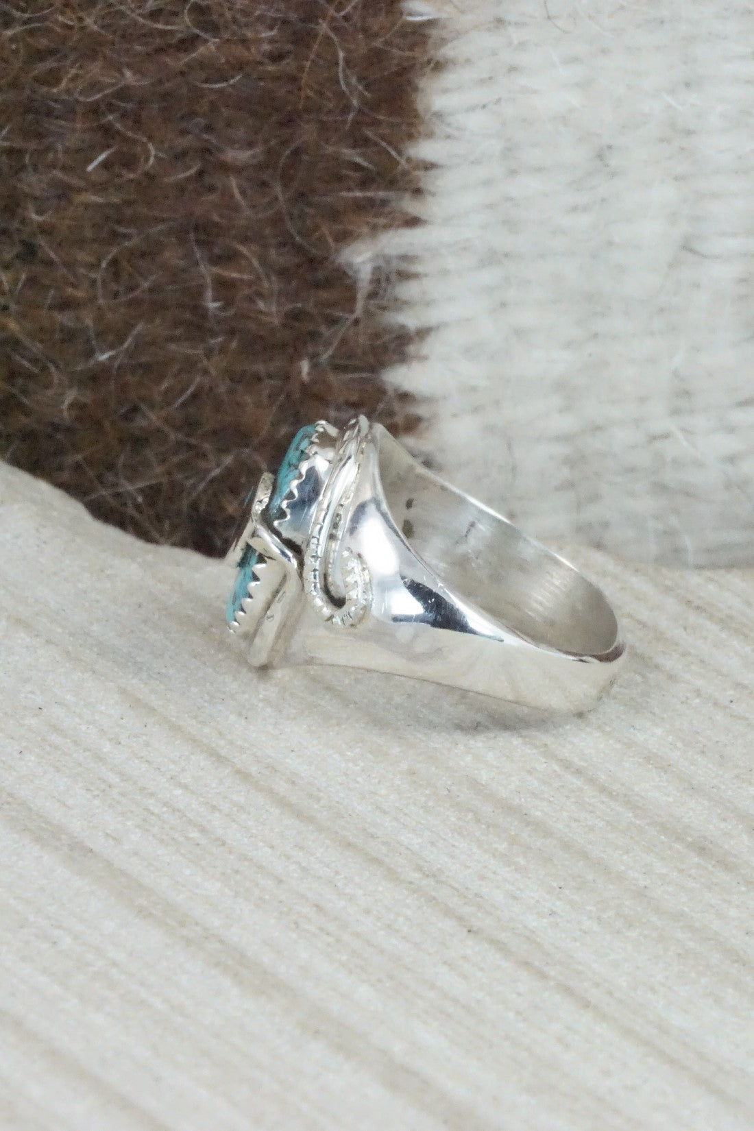 Turquoise & Sterling Silver Ring - Joy Calavaza - Size 8
