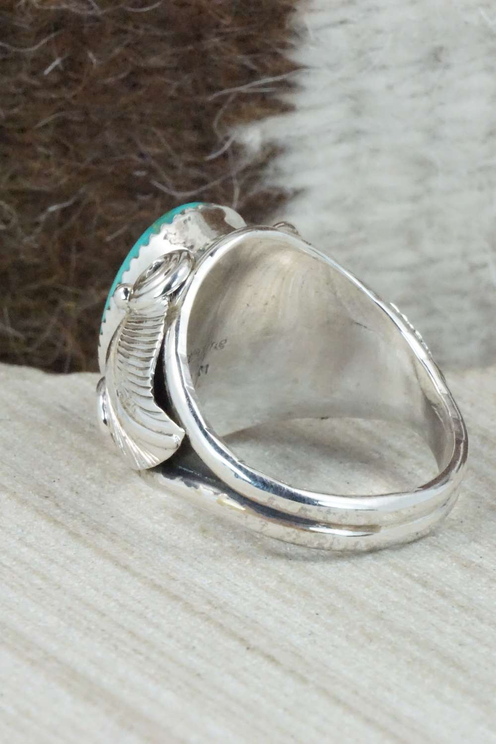 Turquoise & Sterling Silver Ring - Darrell Morgan - Size 14