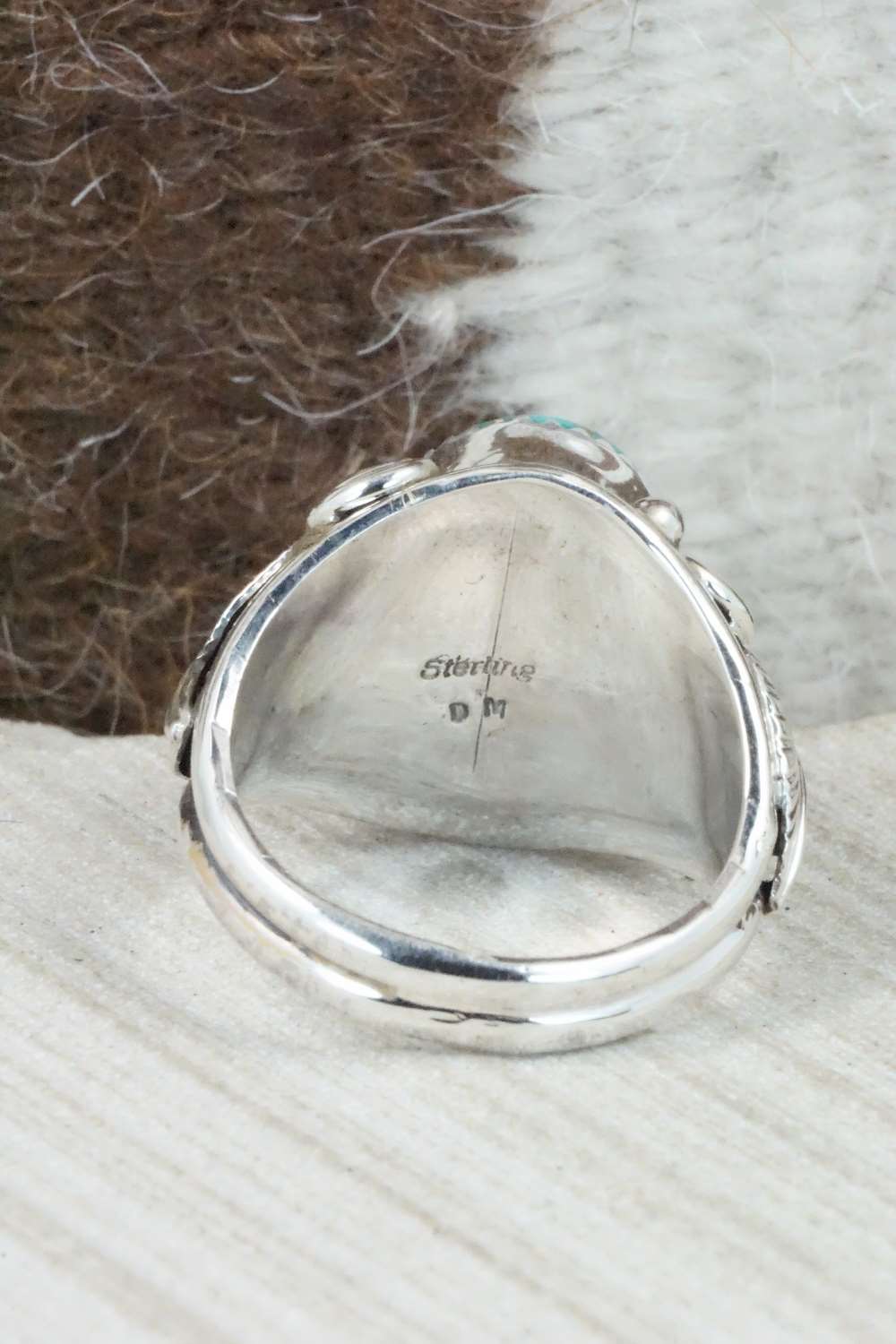 Turquoise & Sterling Silver Ring - Darrell Morgan - Size 14