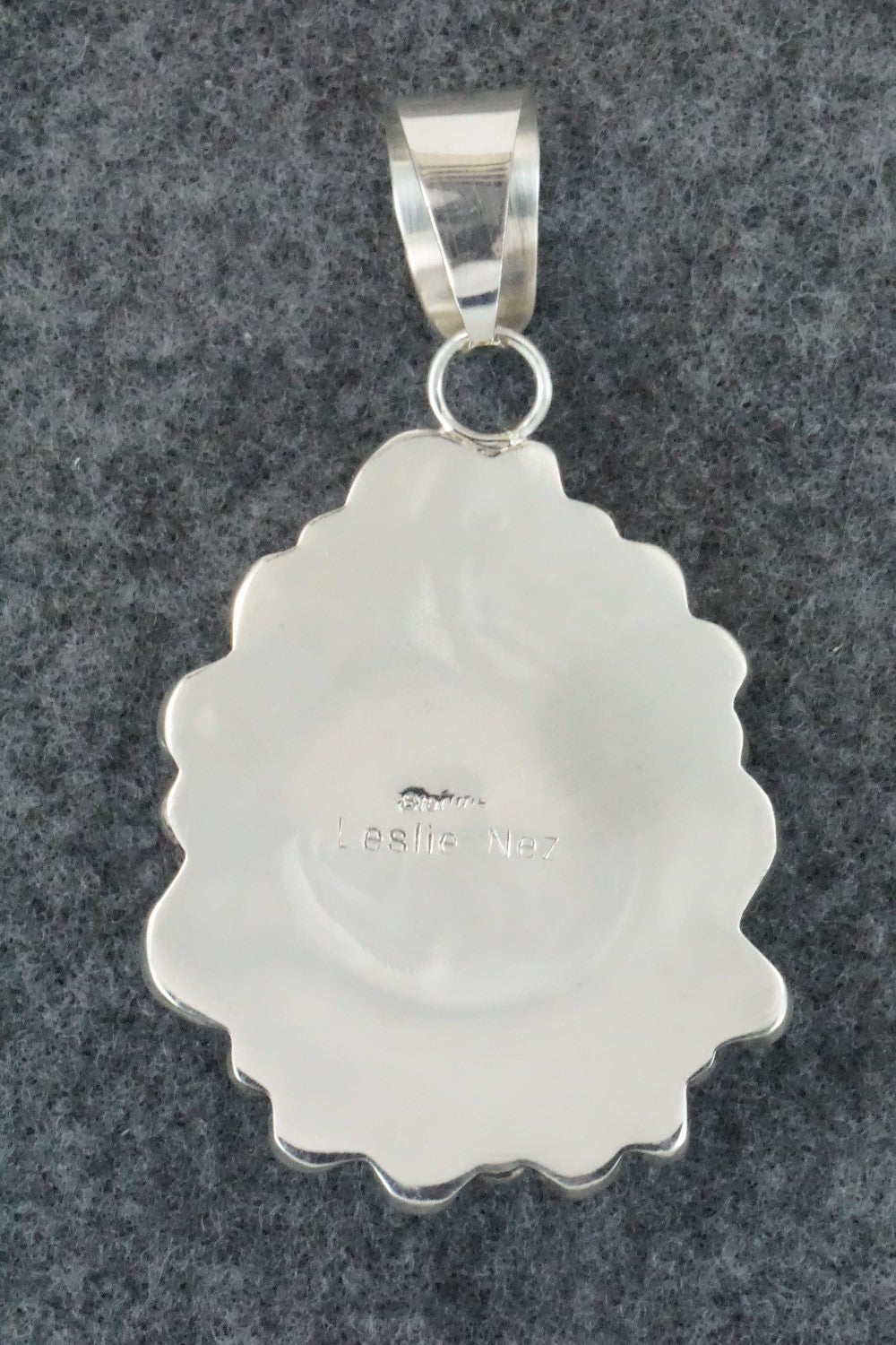 White Buffalo and Sterling Silver Pendant - Leslie Nez