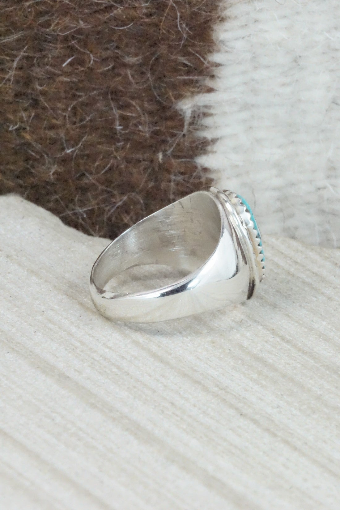 Turquoise & Sterling Silver Ring - Joy Calavaza - Size 8