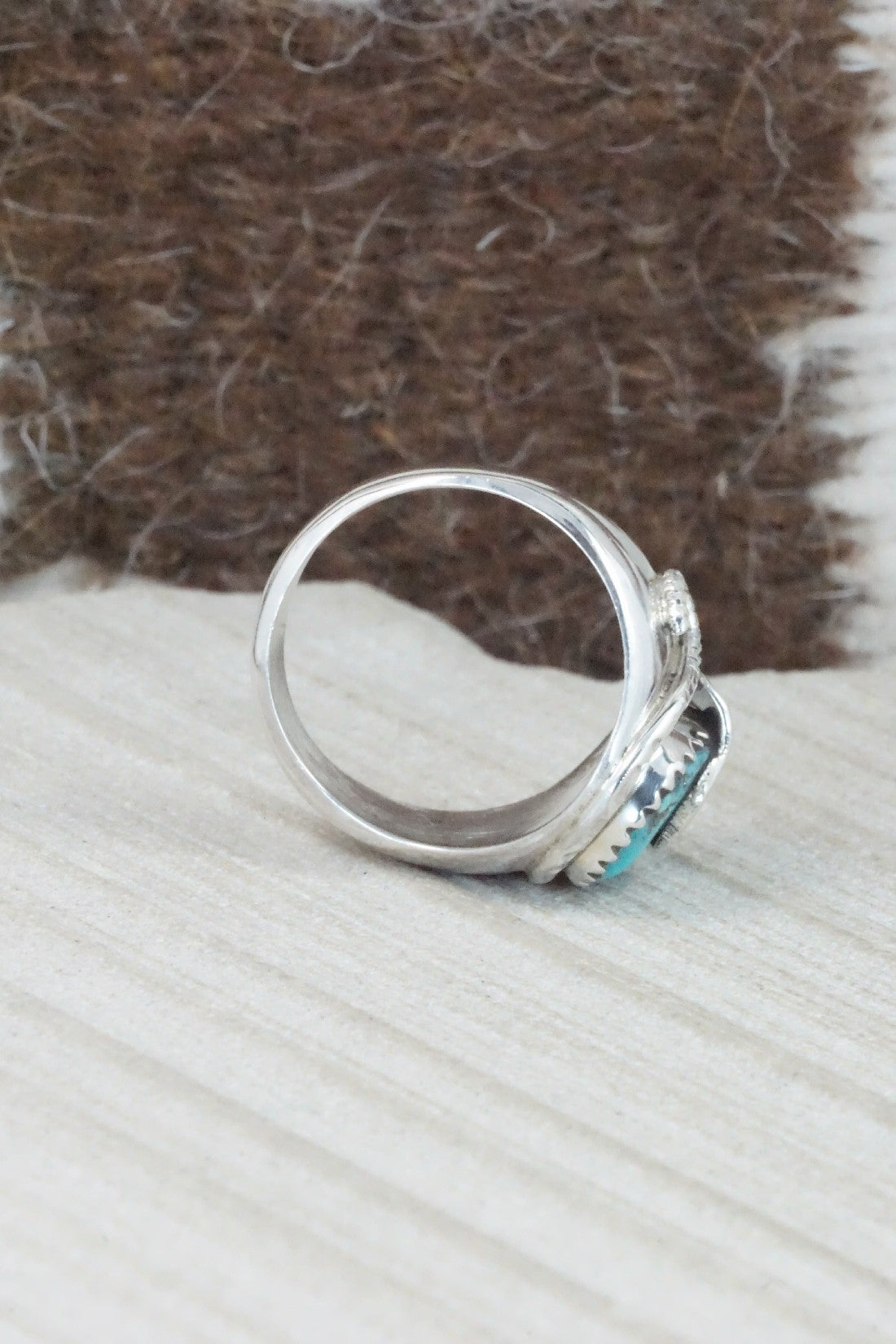 Turquoise & Sterling Silver Ring - Joy Calavaza - Size 8