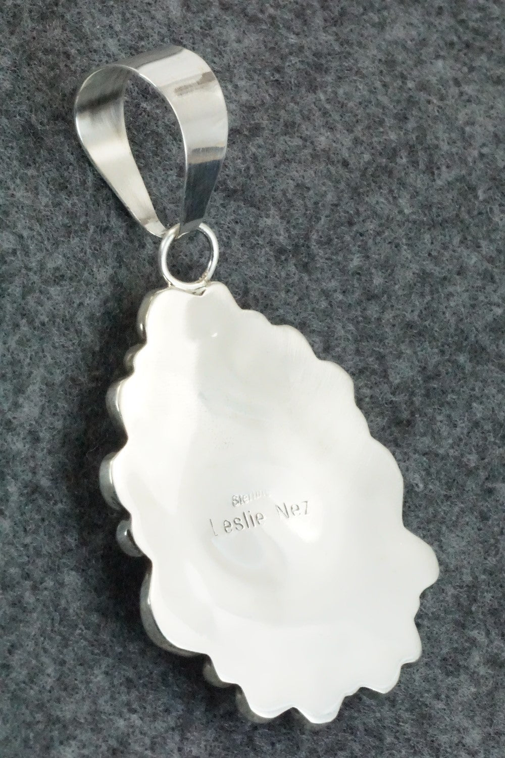 White Buffalo and Sterling Silver Pendant - Leslie Nez