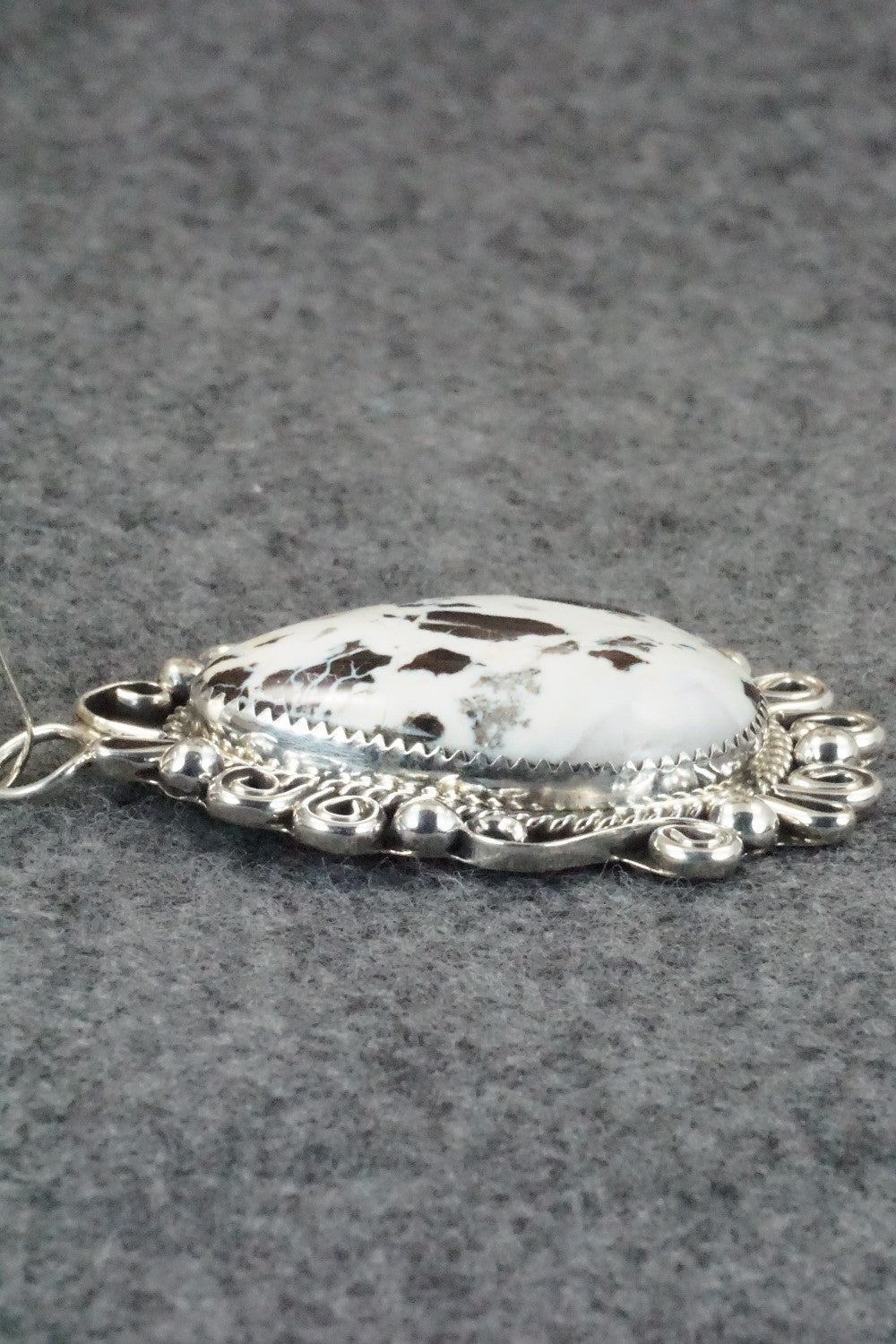 White Buffalo and Sterling Silver Pendant - Leslie Nez