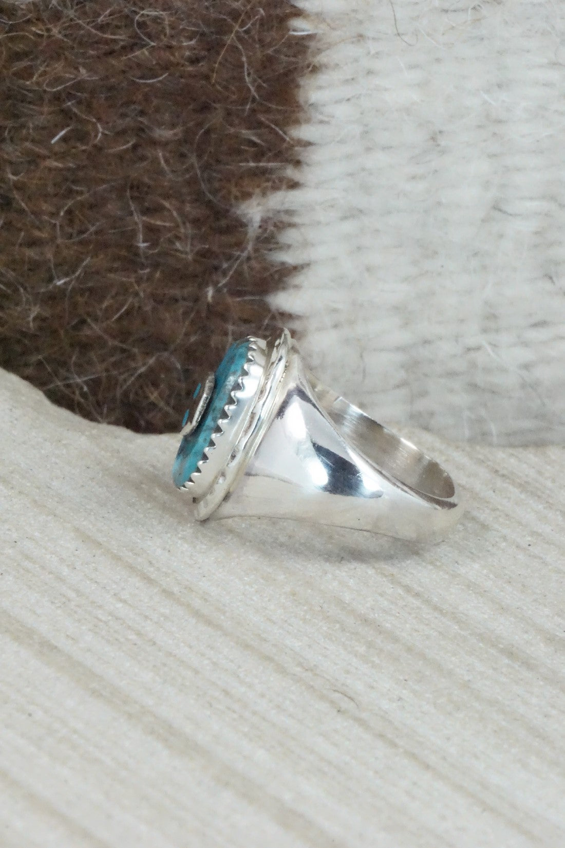 Turquoise & Sterling Silver Ring - Joy Calavaza - Size 6.5