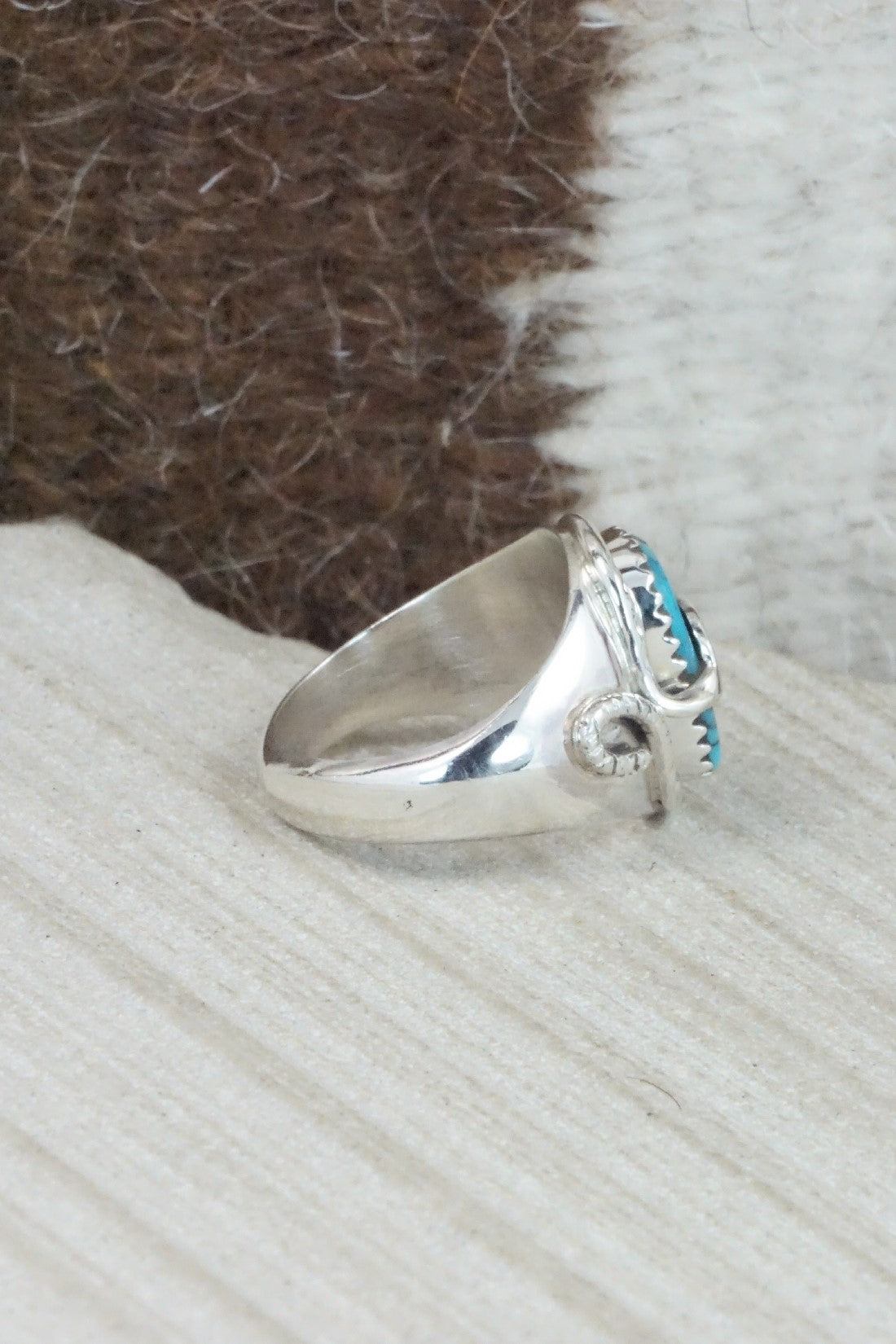 Turquoise & Sterling Silver Ring - Joy Calavaza - Size 6.5