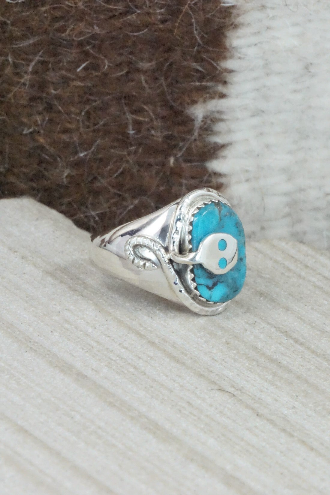 Turquoise & Sterling Silver Ring - Joy Calavaza - Size 6.5