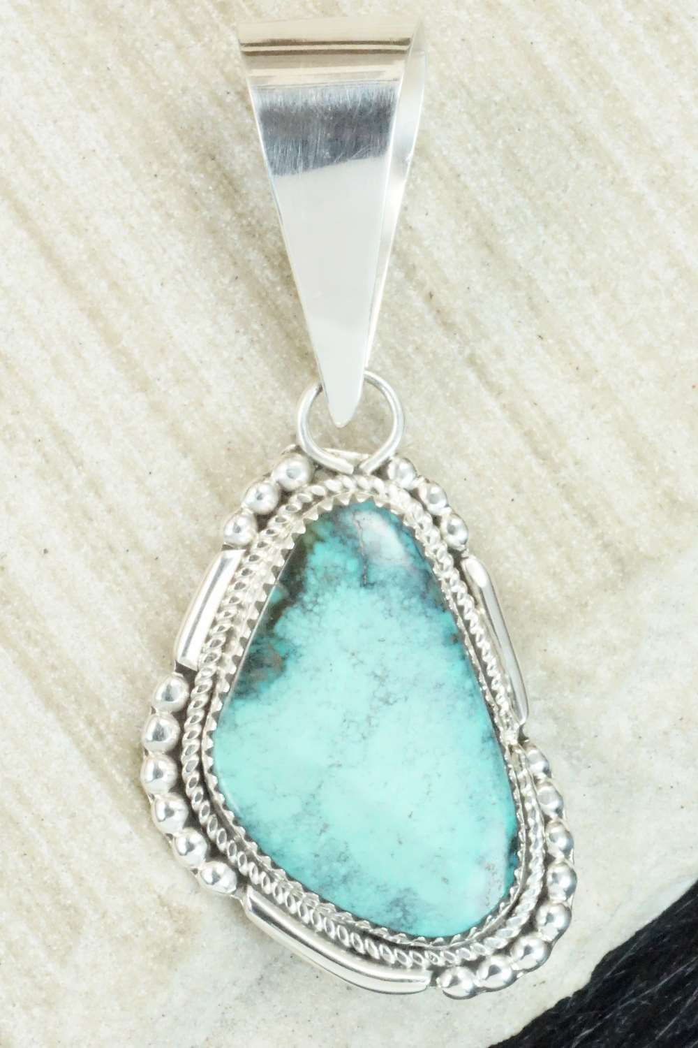 Turquoise & Sterling Silver Pendant - Kenny Calavaza