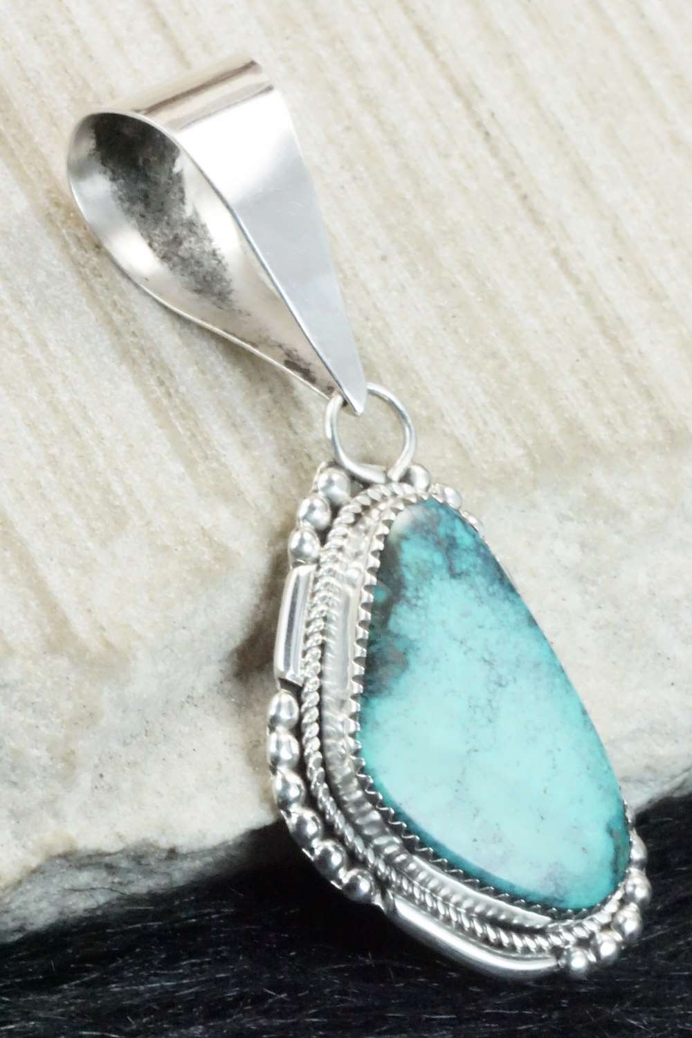 Turquoise & Sterling Silver Pendant - Kenny Calavaza
