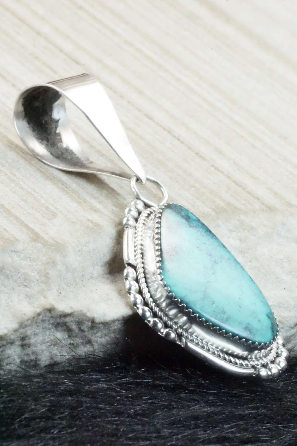 Turquoise & Sterling Silver Pendant - Kenny Calavaza