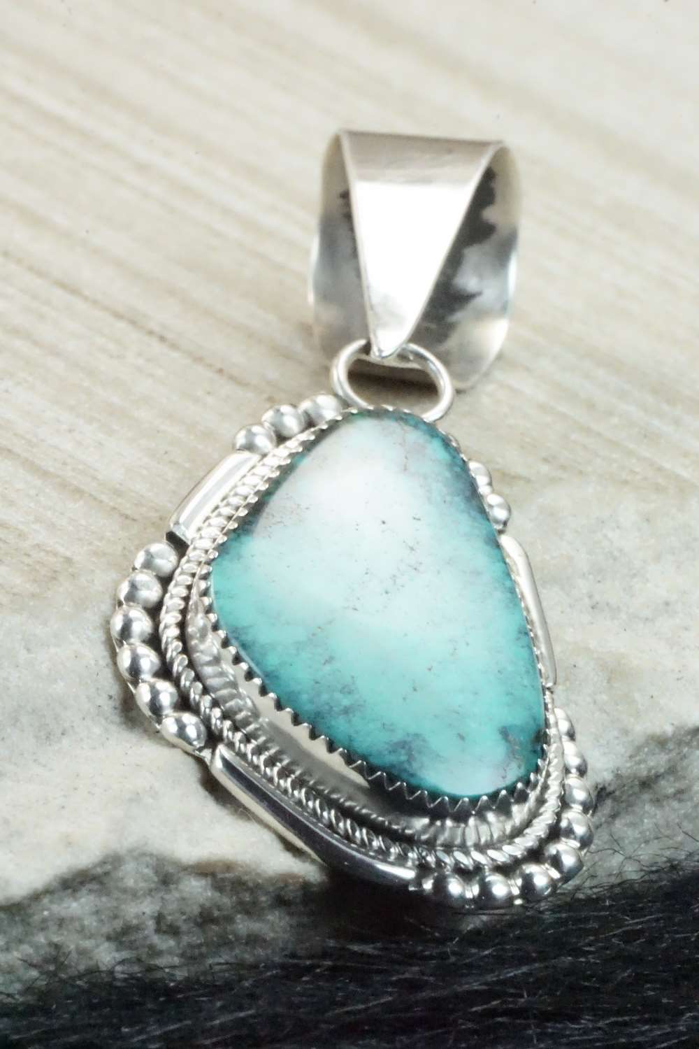 Turquoise & Sterling Silver Pendant - Kenny Calavaza