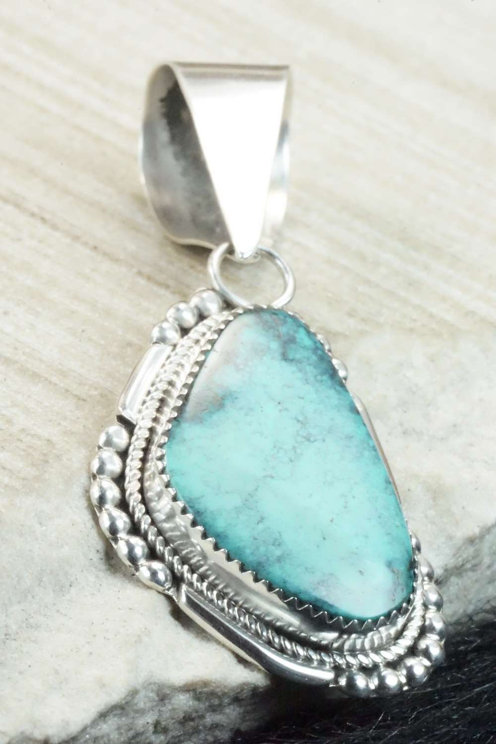 Turquoise & Sterling Silver Pendant - Kenny Calavaza