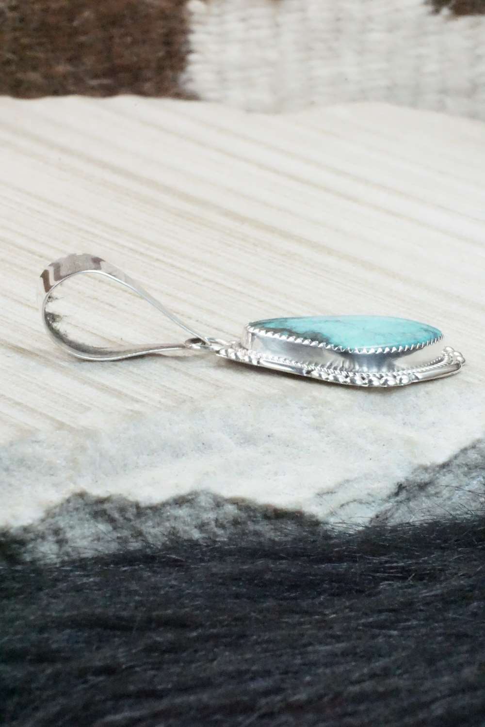 Turquoise & Sterling Silver Pendant - Kenny Calavaza