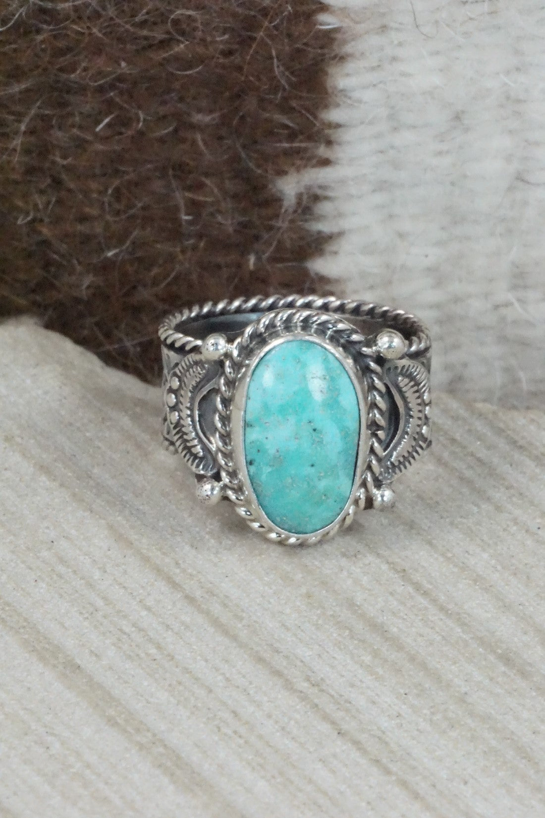 Turquoise & Sterling Silver Ring - Garrett Hale - Size 11.25