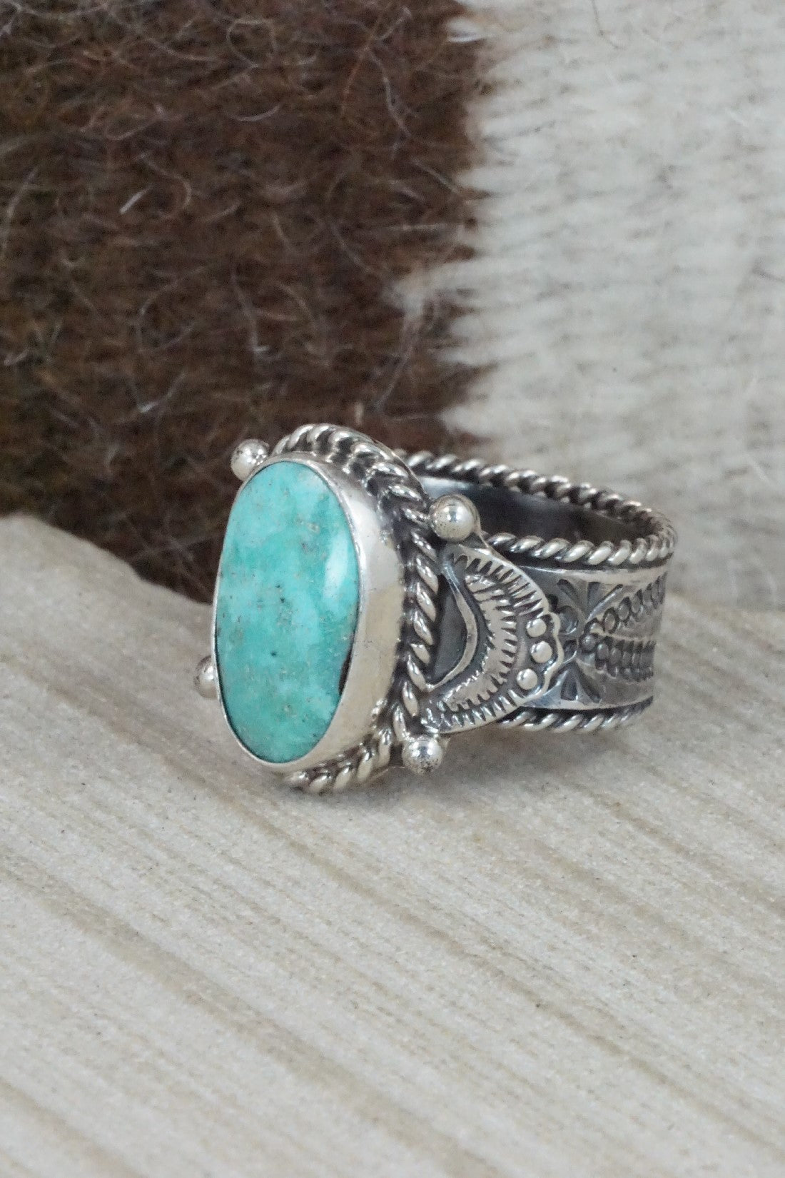 Turquoise & Sterling Silver Ring - Garrett Hale - Size 11.25