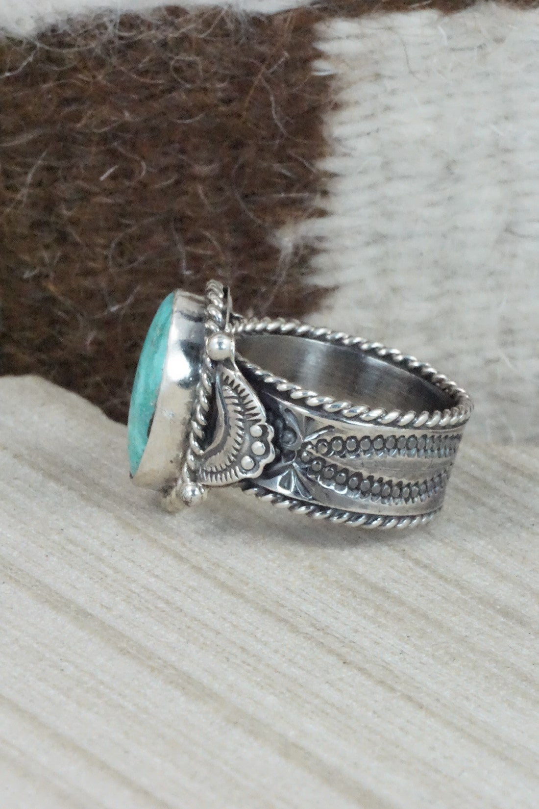 Turquoise & Sterling Silver Ring - Garrett Hale - Size 11.25