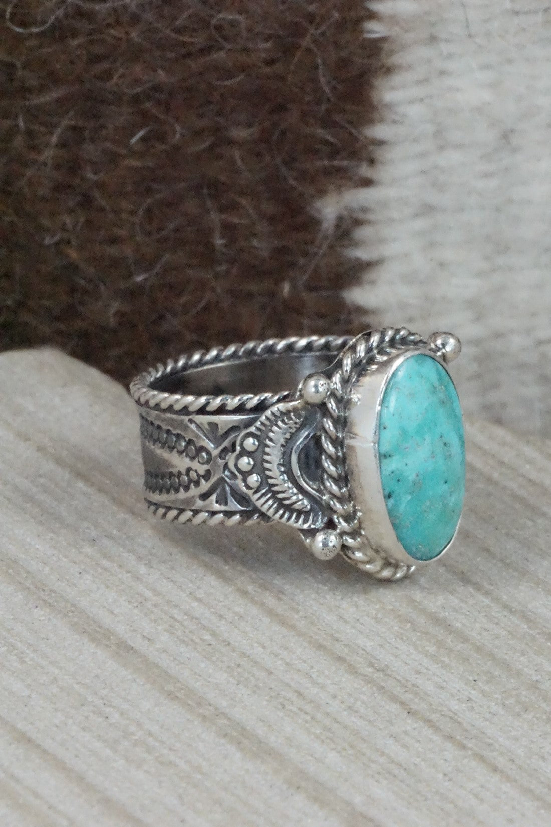 Turquoise & Sterling Silver Ring - Garrett Hale - Size 11.25